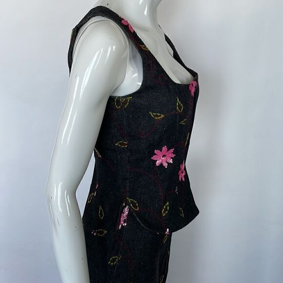 Tara Jarmon Black Denim Skirt Set - Picture 3 of 8